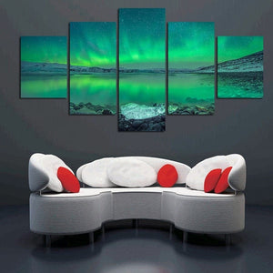 Framed 5 Panels - Northern lights