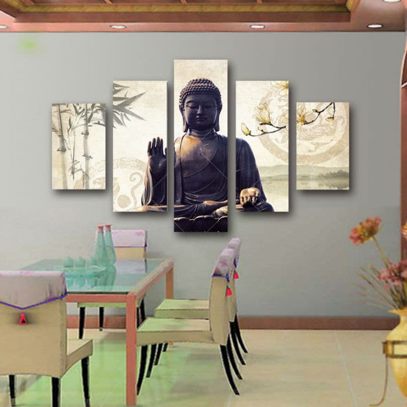Framed 5 Panels - Buddha Art