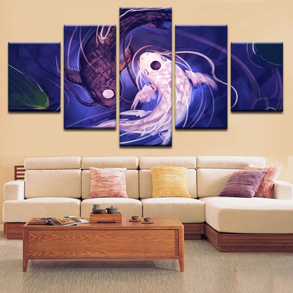 Framed 5 Panels - Yin And Yang