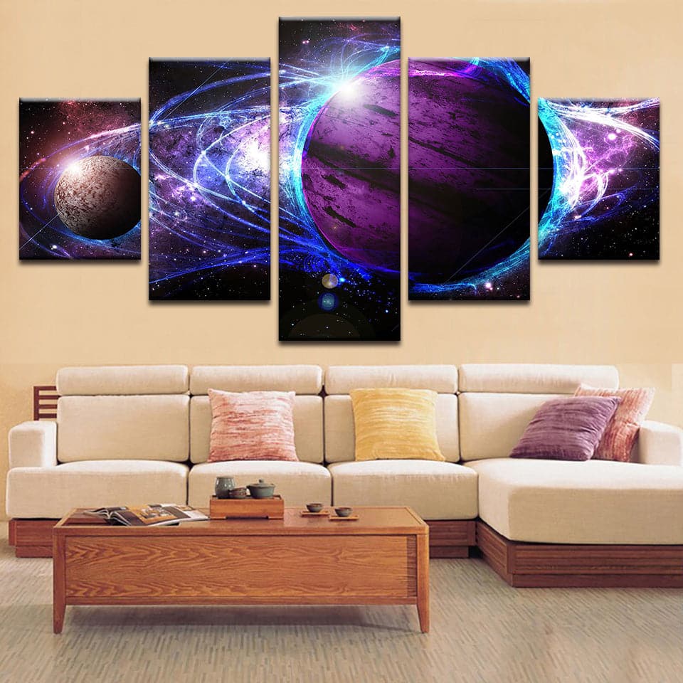 Pine Stretched  Framed 5 Panels - Space