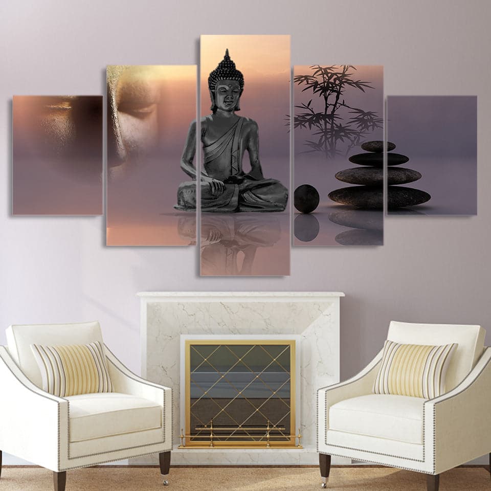 Framed 5 Panels - Buddha