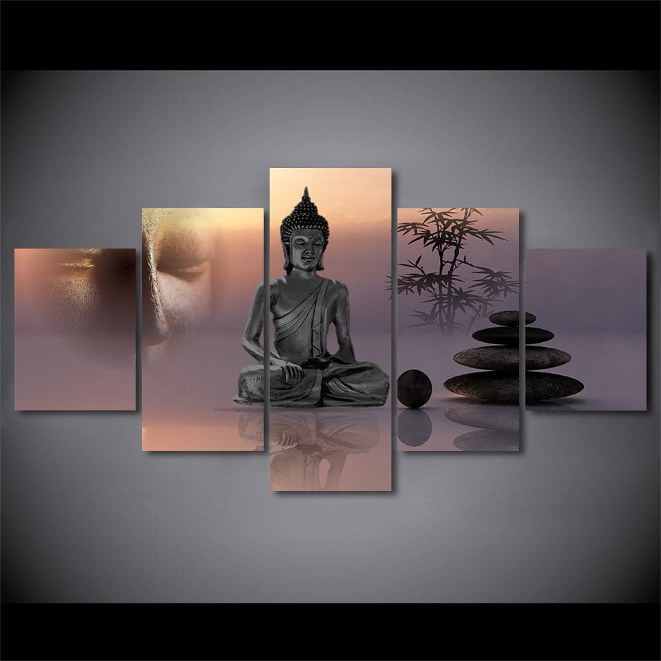 Framed 5 Panels - Buddha