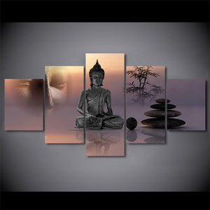 Framed 5 Panels - Buddha