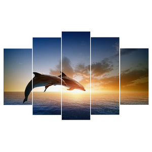 Framed 5 Panels - Dolphin