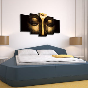 Framed 5 Panels - Buddha