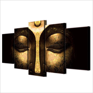 Framed 5 Panels - Buddha