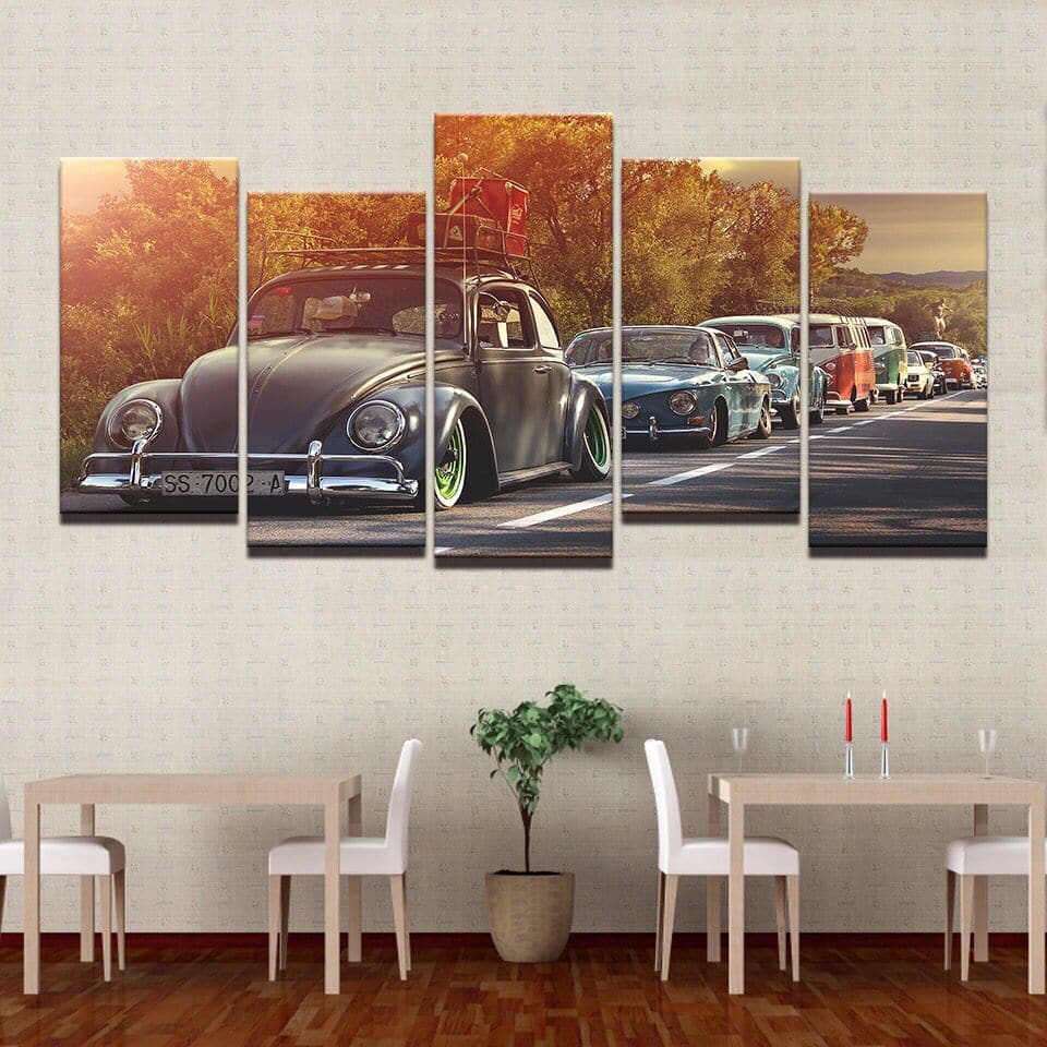 Framed 5 Panels - Classic VW Beetle
