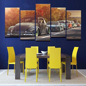 Framed 5 Panels - Classic VW Beetle