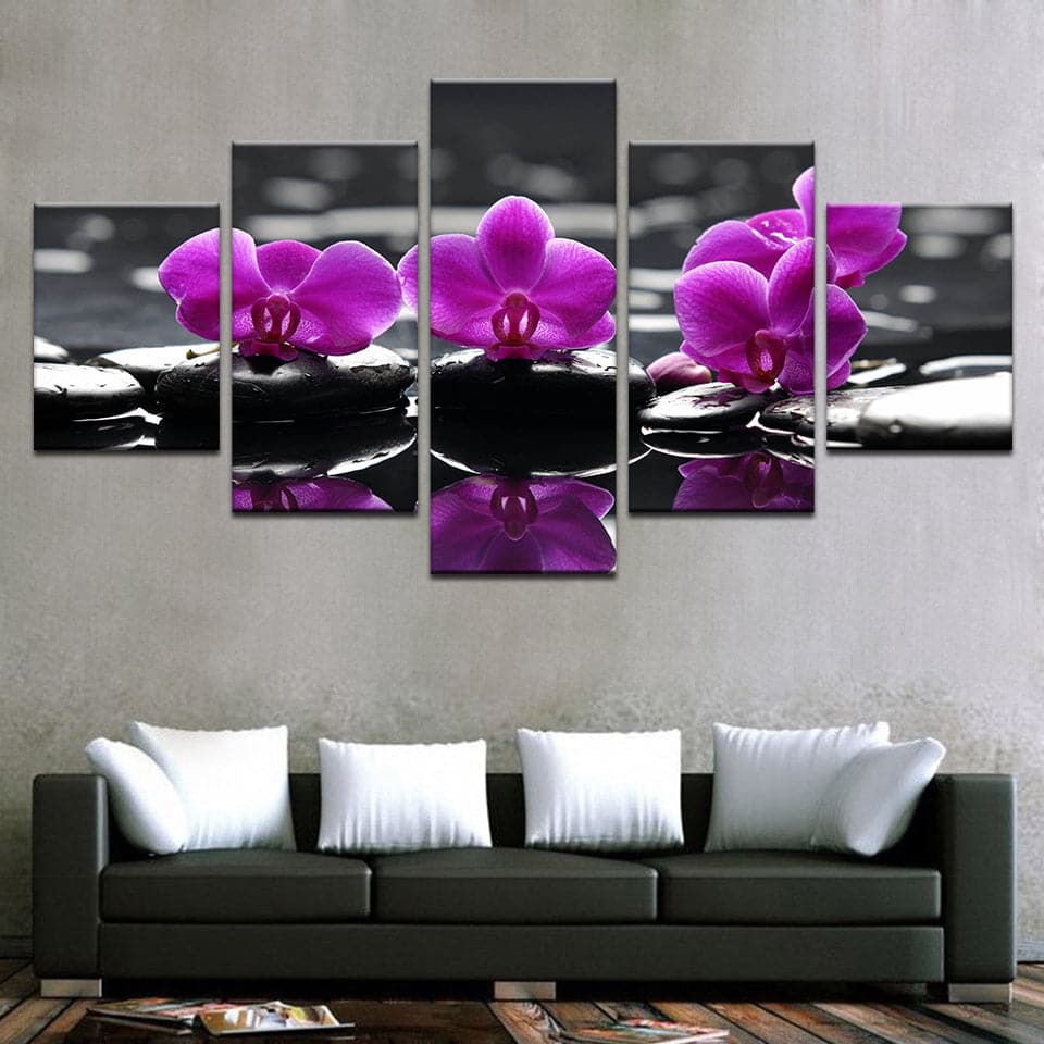 Framed 5 Panels - Flowers