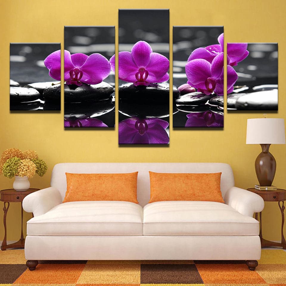 Framed 5 Panels - Flowers