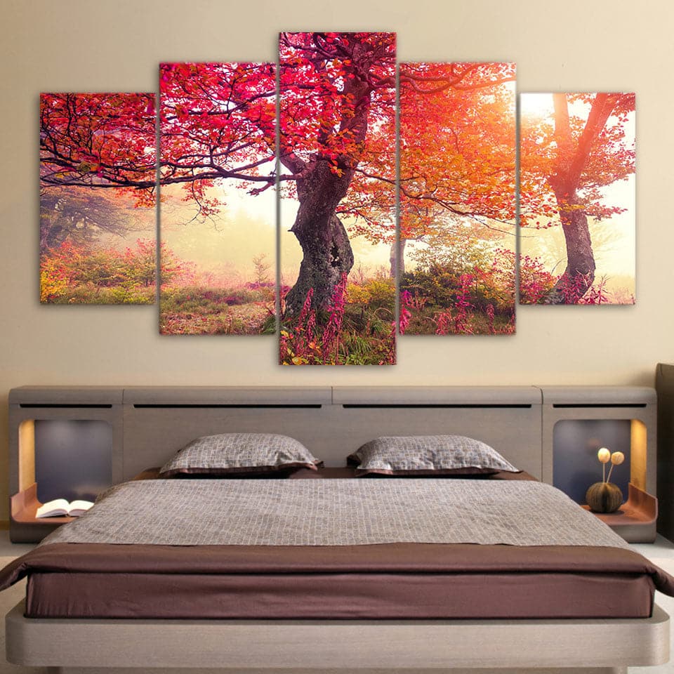 Framed 5 Panels - Tree Art