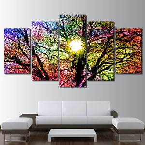 Pine Stretched  Framed 5 Panels - Tree Art