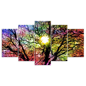 Pine Stretched  Framed 5 Panels - Tree Art