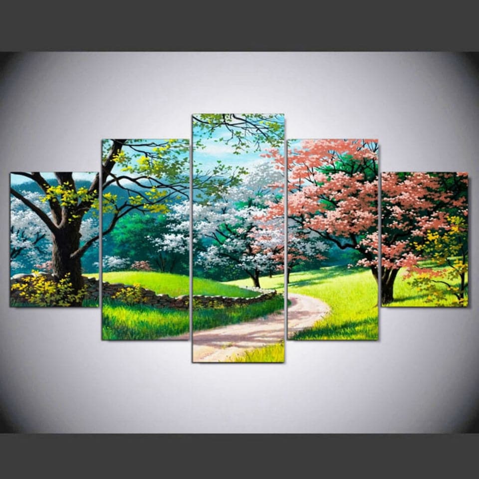 Pine Stretched  Framed 5 Panels - Landscape