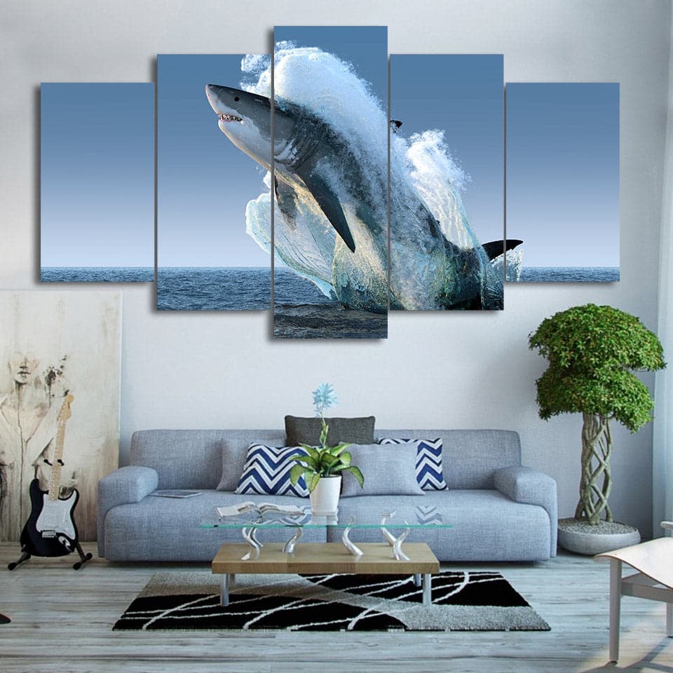 Framed 5 Panels - Shark