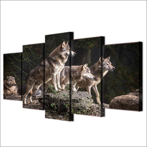 Framed 5 Panels - Wolf