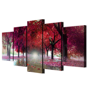 Framed 5 Panels - Tree Art