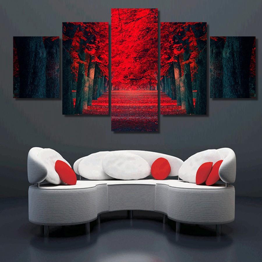 Framed 5 Panels - Red