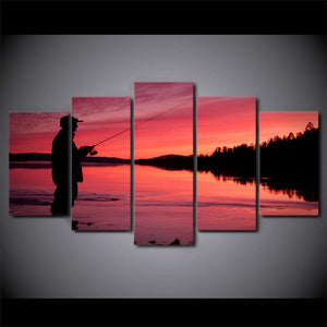 Framed 5 Panels - Fishing