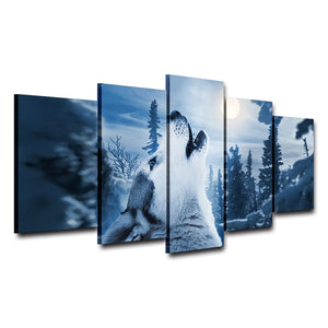 Framed 5 Panels - Wolf