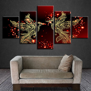 Framed 5 Panels - Phoenixes