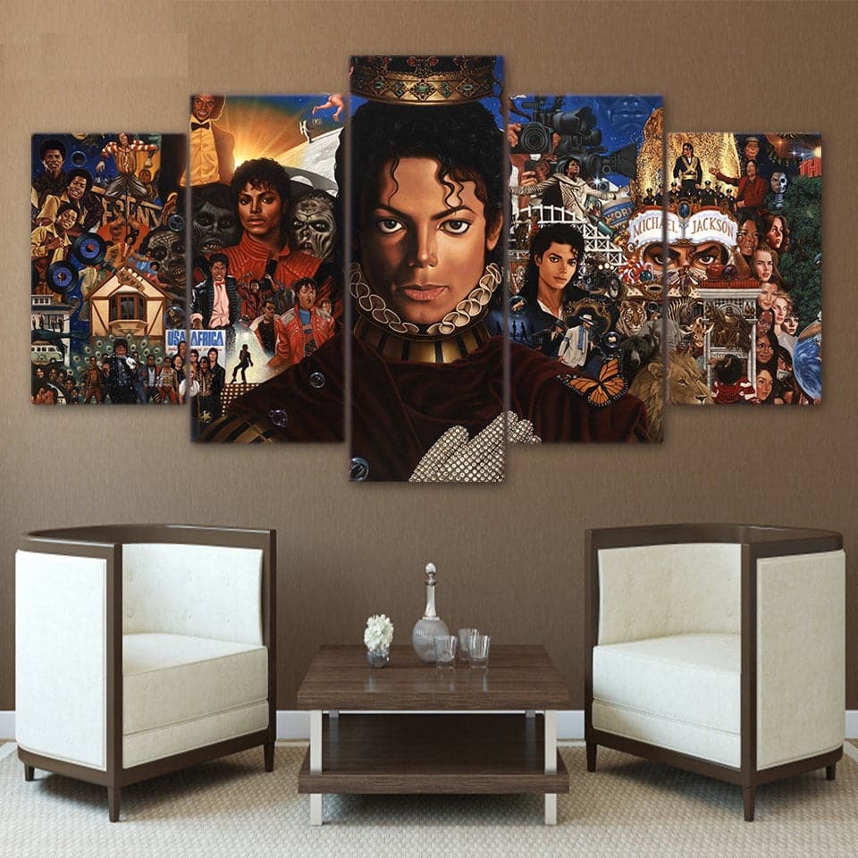Pine Stretched  Framed 5 Panels - Michael Jackson