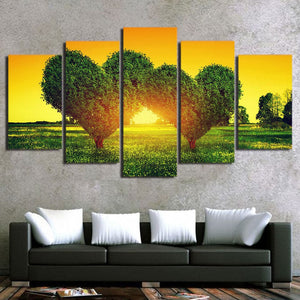 Pine Stretched  Framed 5 Panels -Abstract