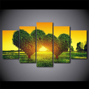 Pine Stretched  Framed 5 Panels -Abstract