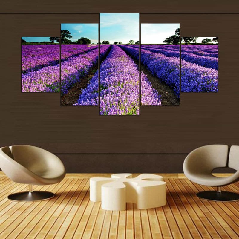 Framed 5 Panels - Lavender