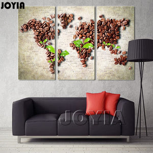 Framed 3 Panels - World Map