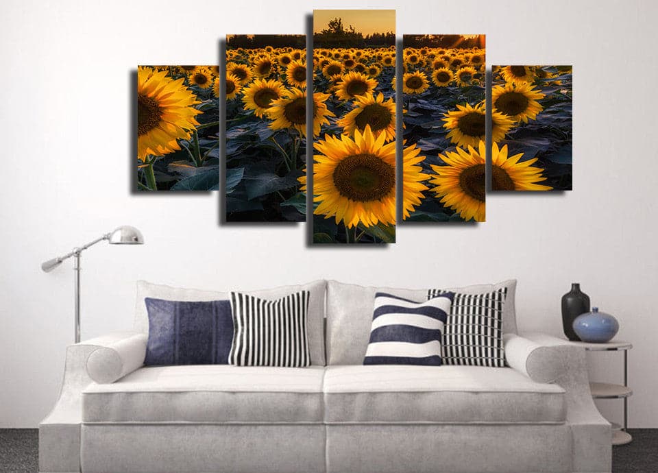 Framed 5 Panels - Sunflower