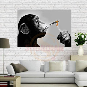 Framed 1 Panel - Smoking Monkey