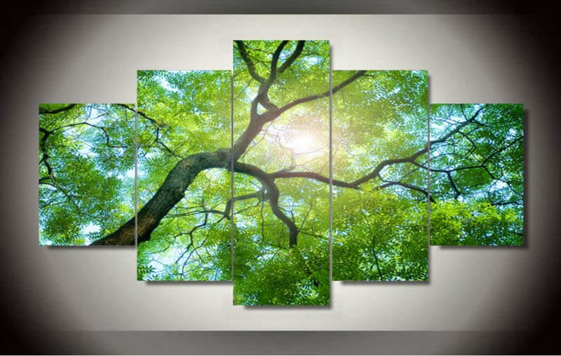 Framed 5 Panels - Tree