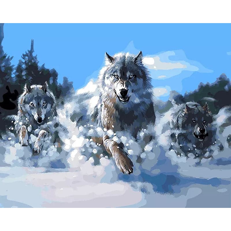 Pine Stretched  Framed 1 Panel - Wolf