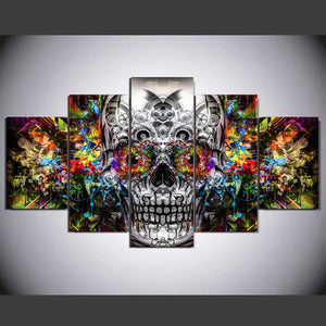 Framed 5 Panels - Skull Art