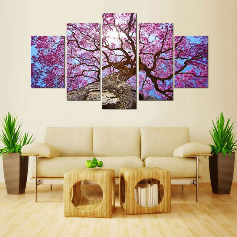 Framed 5 Panels - Cherry Tree
