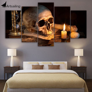 Framed 5 Panels - Skull Art
