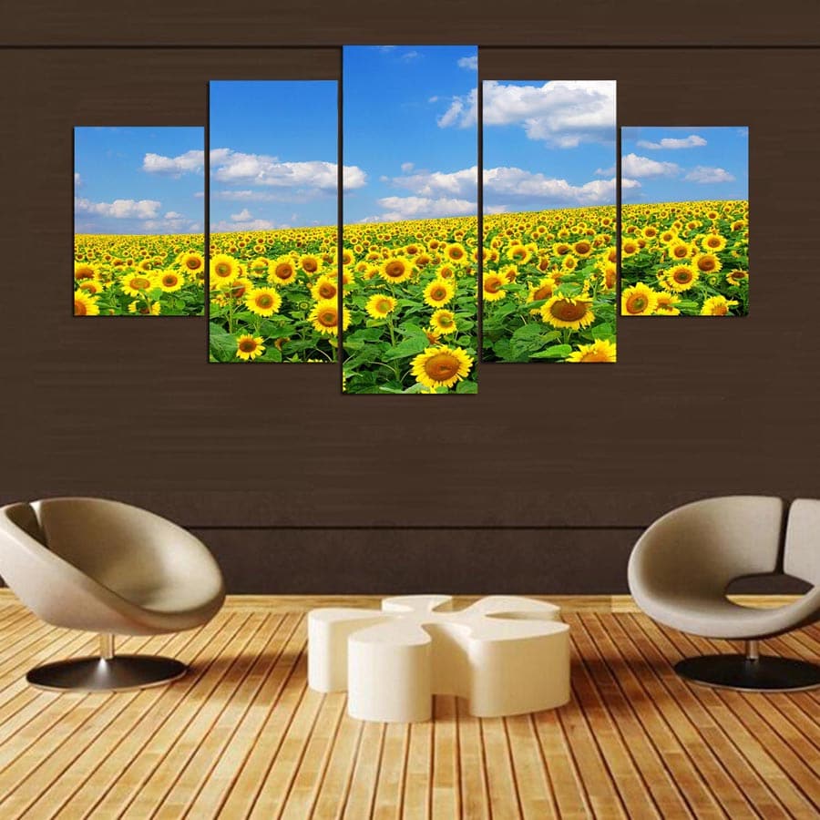 Framed 5 Panels - Sunflower