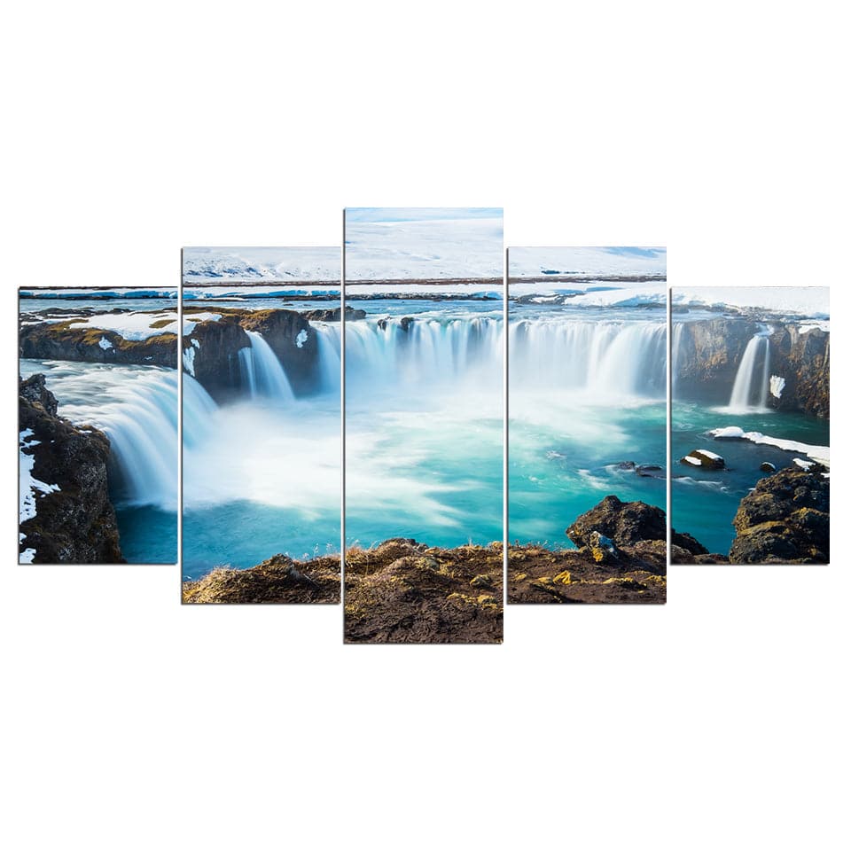 Pine Stretched  Framed 5 Panels - Waterfall