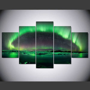 Framed 5 Panels - Northern lights