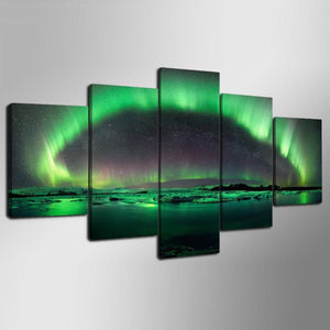 Framed 5 Panels - Northern lights