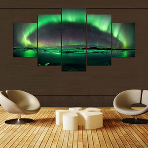 Framed 5 Panels - Northern lights