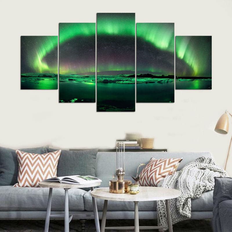 Framed 5 Panels - Northern lights