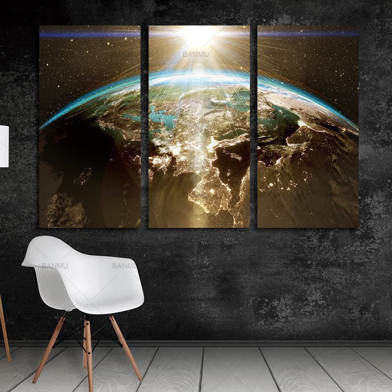 Pine Stretched  Framed 3 Panels - Earth