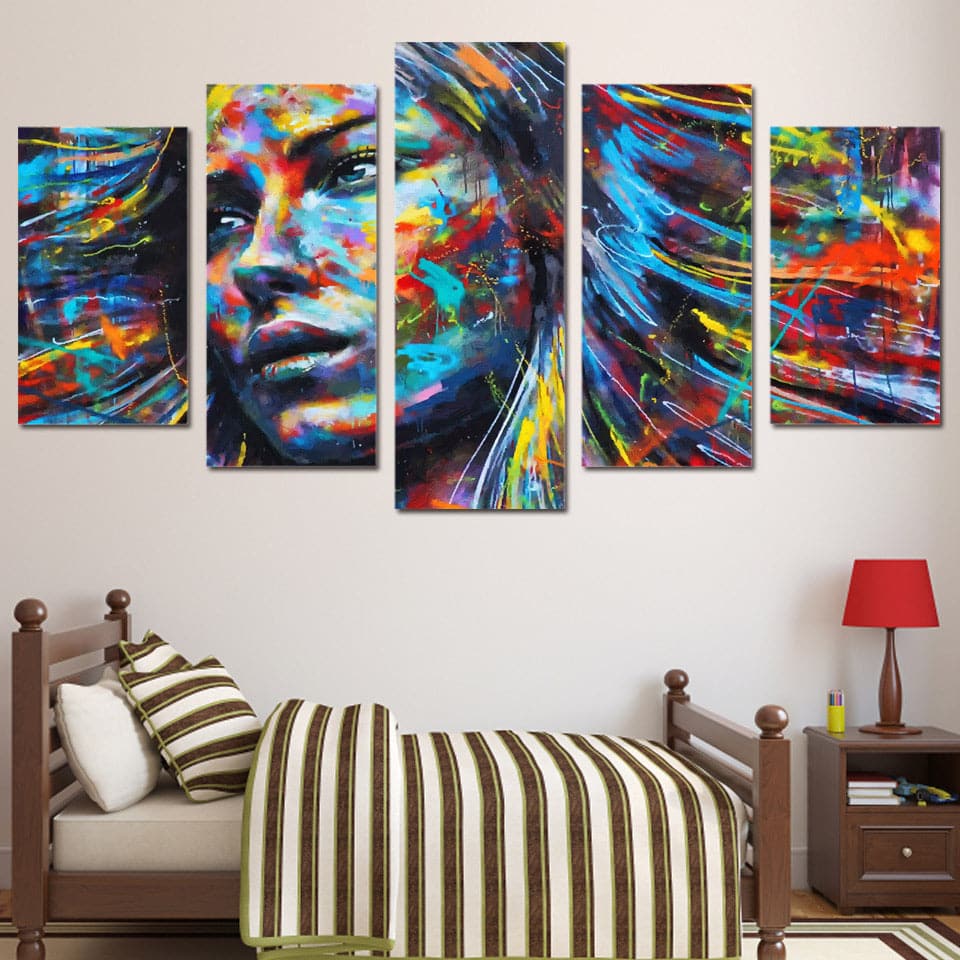 Framed 5 Panels - Face