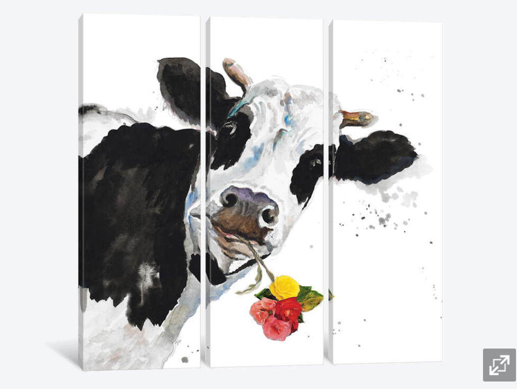 Framed 3 Panels - Cow art