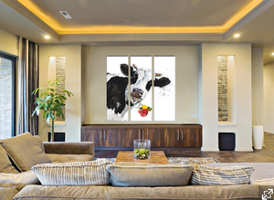 Framed 3 Panels - Cow art