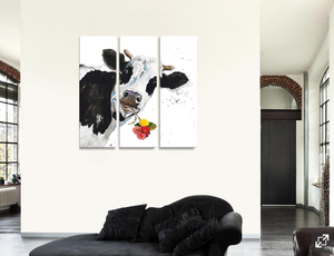 Framed 3 Panels - Cow art