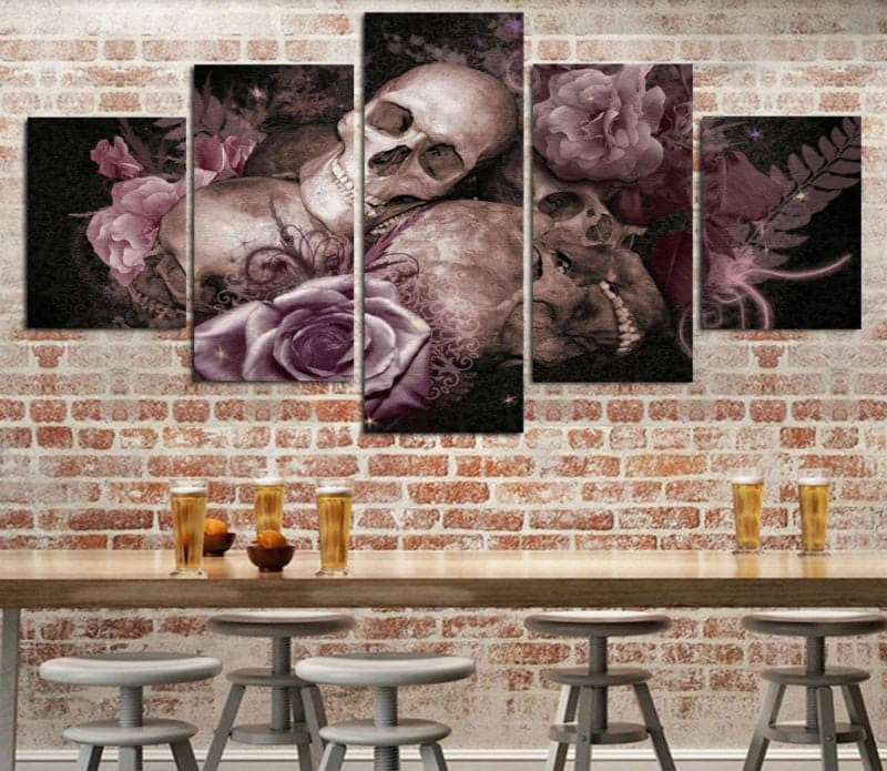 Framed 5 Panels - Skull