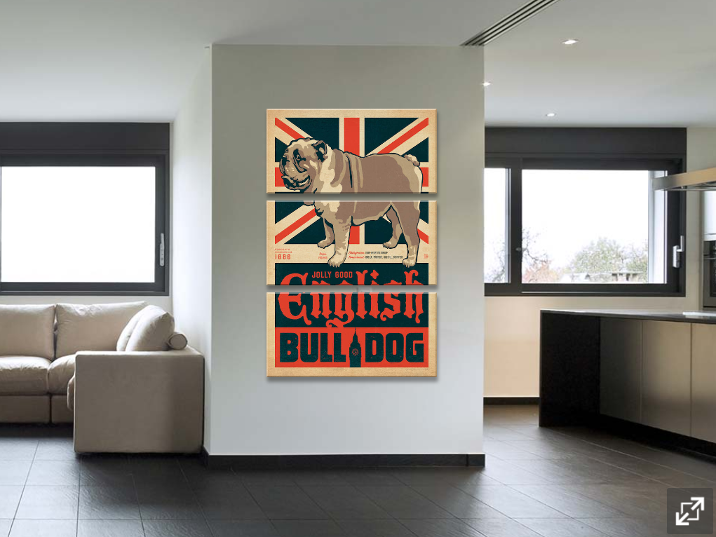 Framed 3 Panels - British BullDog